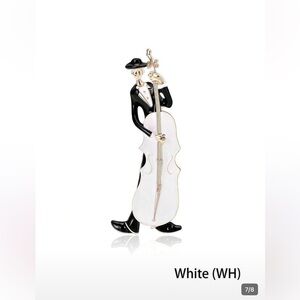 Elegant Musician Brooch in Black and White nwt